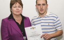 Carpentry apprentice Jack Bennett is presented with the Skillbuild Regional award
